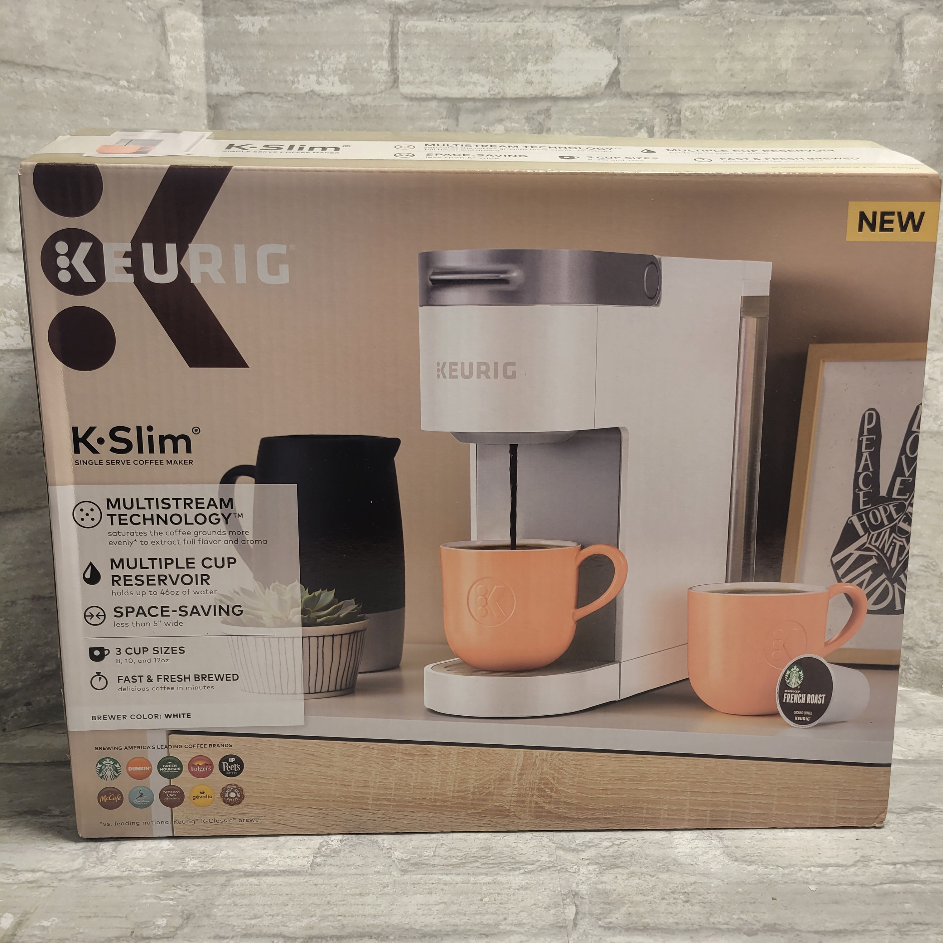 Keurig K-Slim Single Serve K-Cup Pod Coffee Maker, Multistream Technology, White (8096466600174)